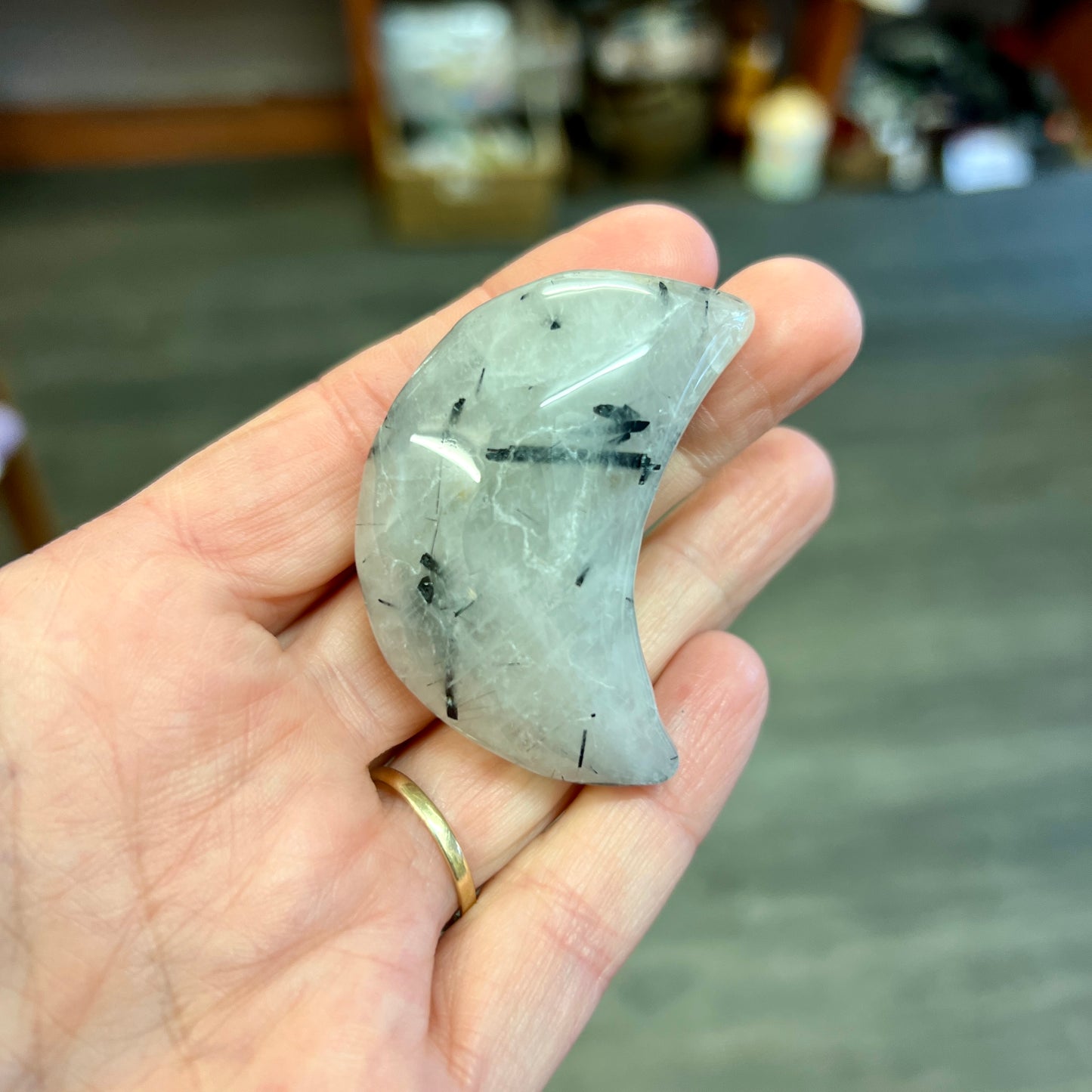 Quartz with Tourmaline Moons