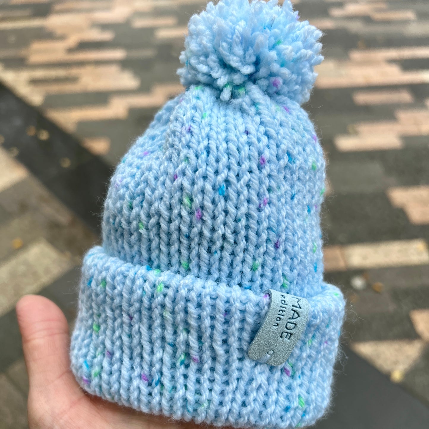 Baby Blue Speckled Hat & Scarf Gift Set (comes in a gift box)