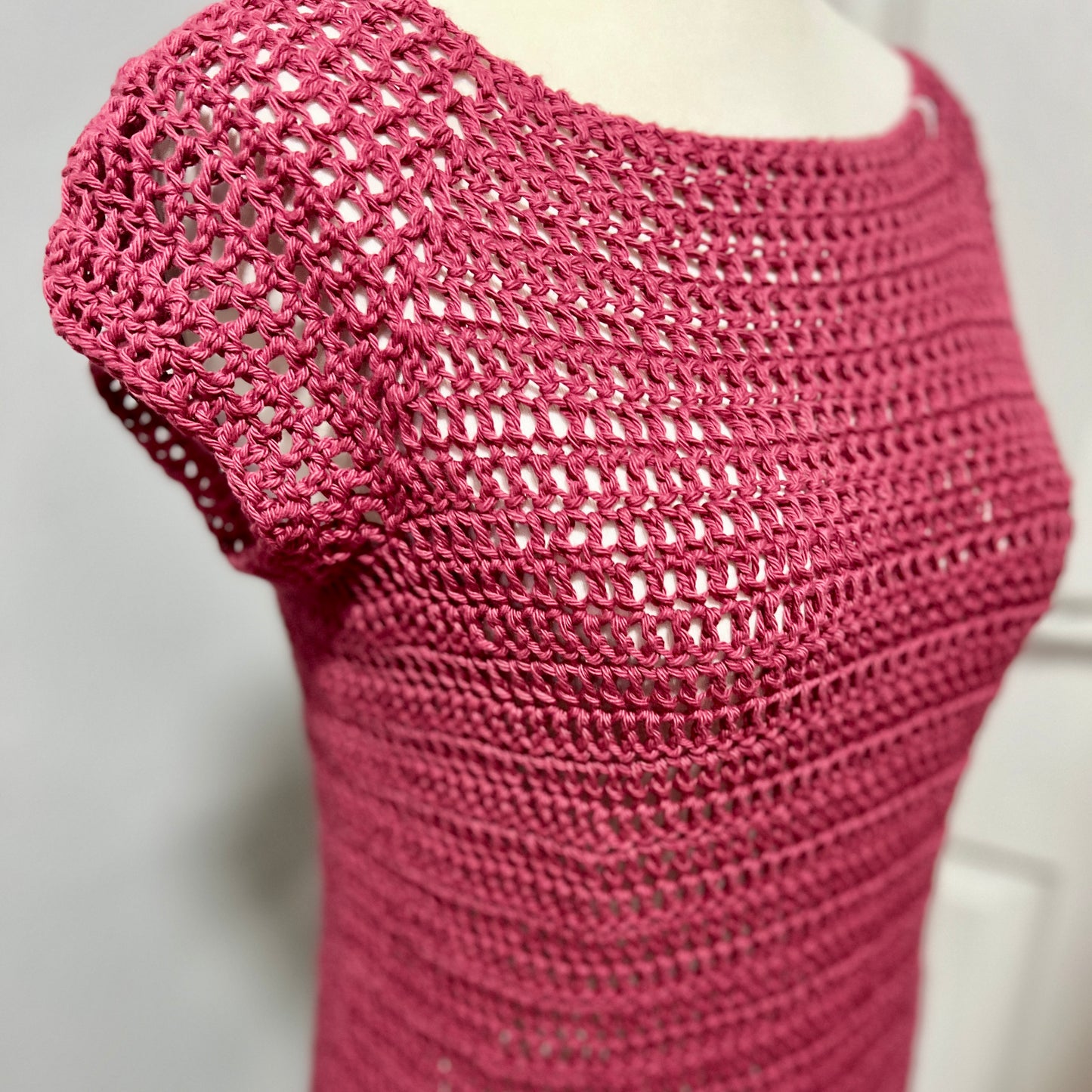 Cotton Crochet Short Sleeved Top 12-14 UK