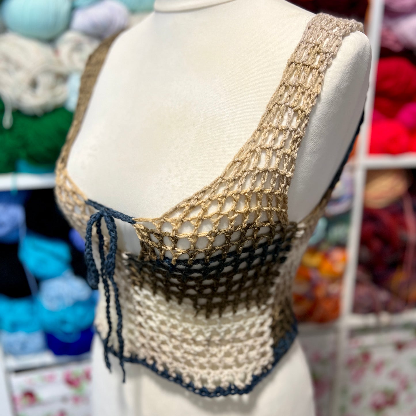 Mesh Crochet Strappy Top