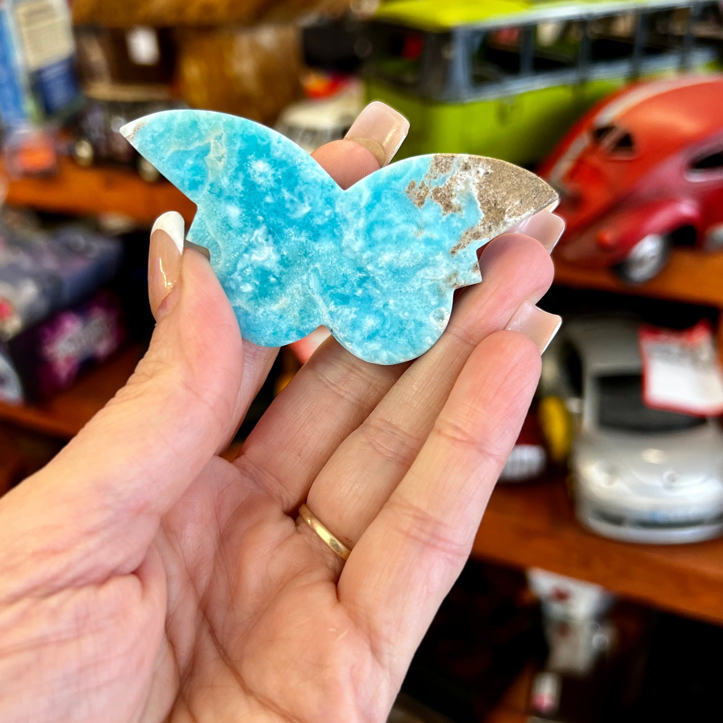 Blue Aragonite Butterfly Carvings