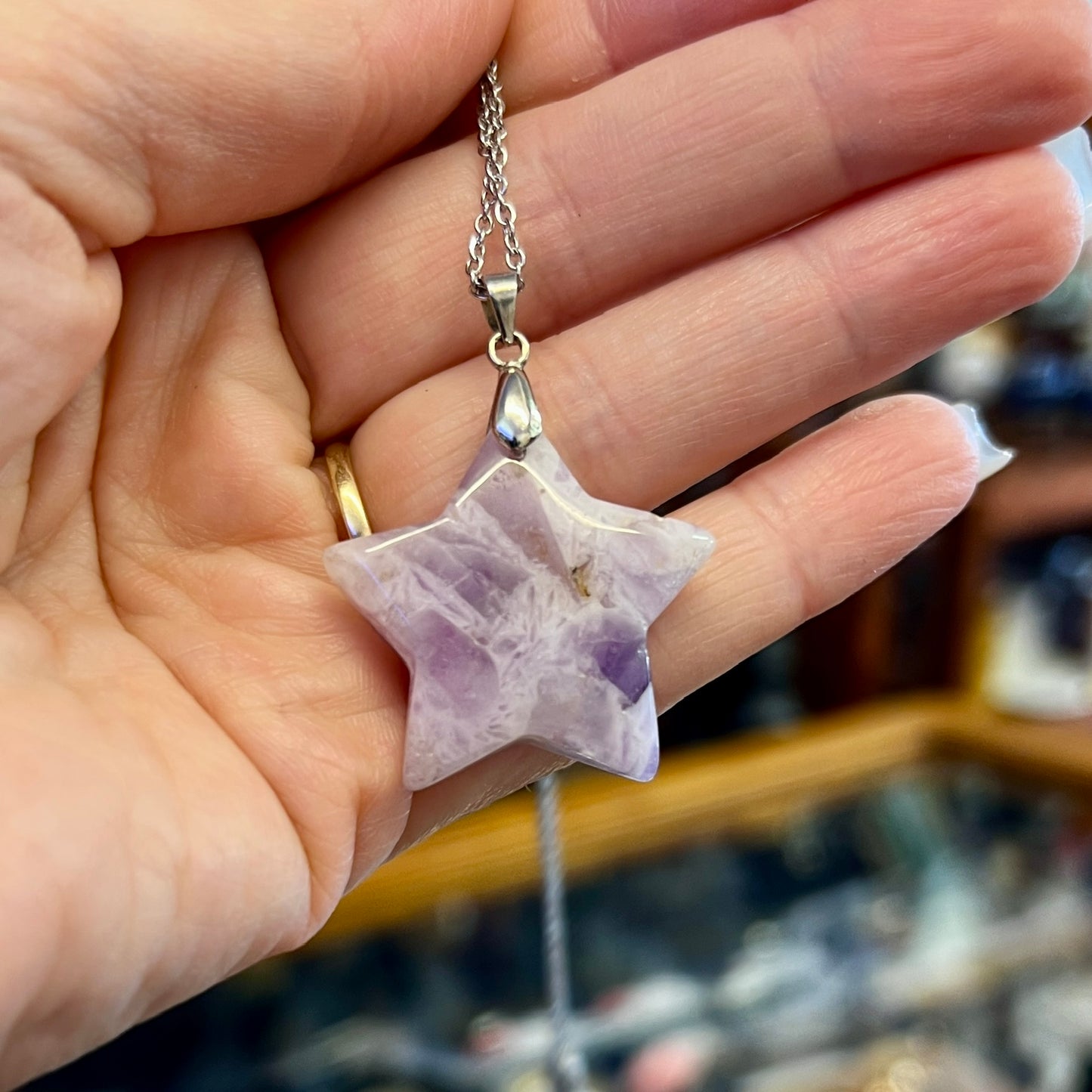 Dream Amethyst Star Pendant - Silver Chain