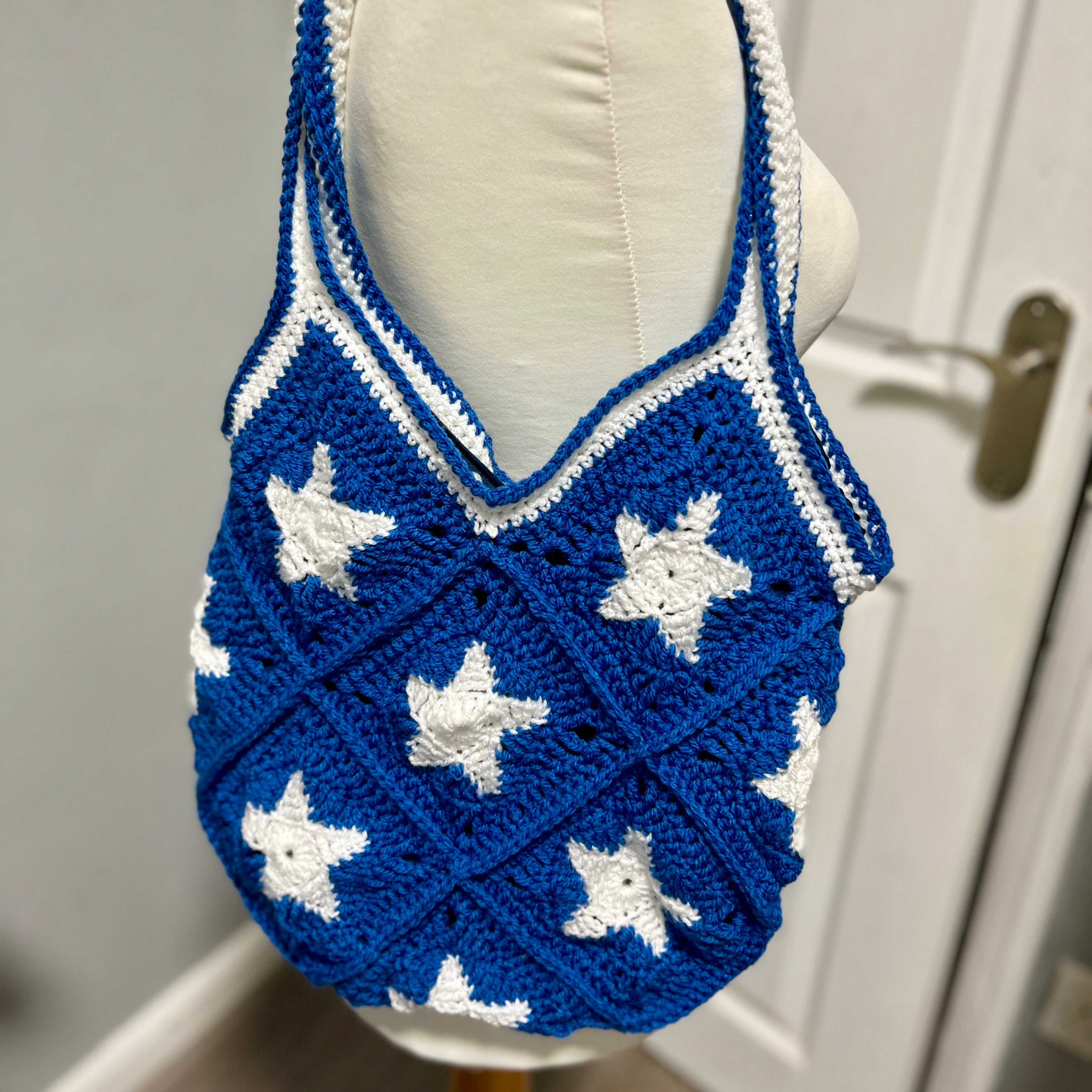 'Coraline' Crochet Granny Square Lined Shoulder Bag Medium