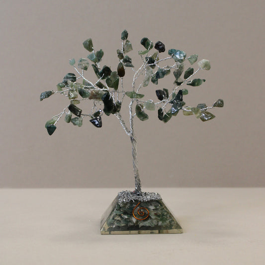 Gemstone Tree with Orgonite Base - Moss Agate