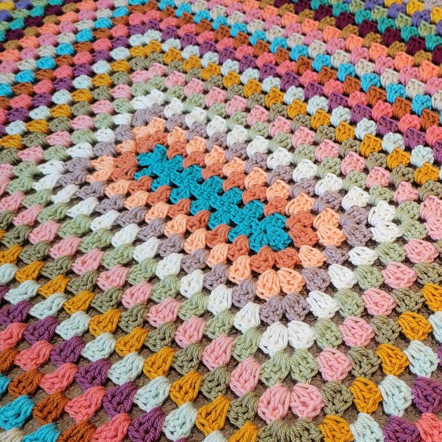 Colourful Rectangle Crochet Blanket (Handmade) Single Bed Size