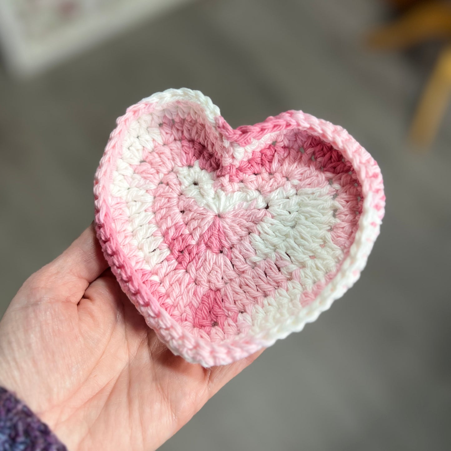 Crochet Heart Trinket Trays