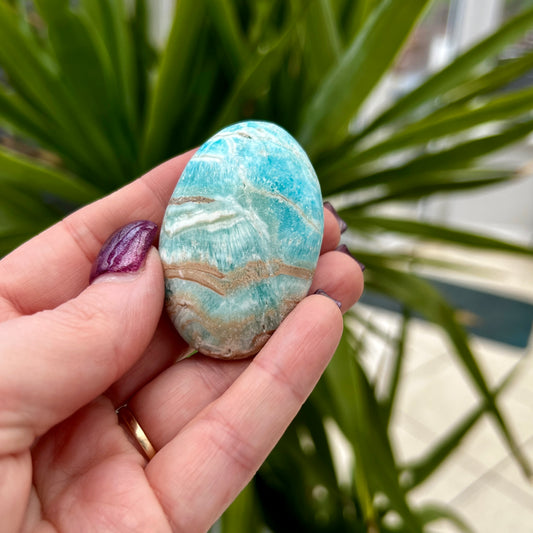 Blue Aragonite Palm Stone