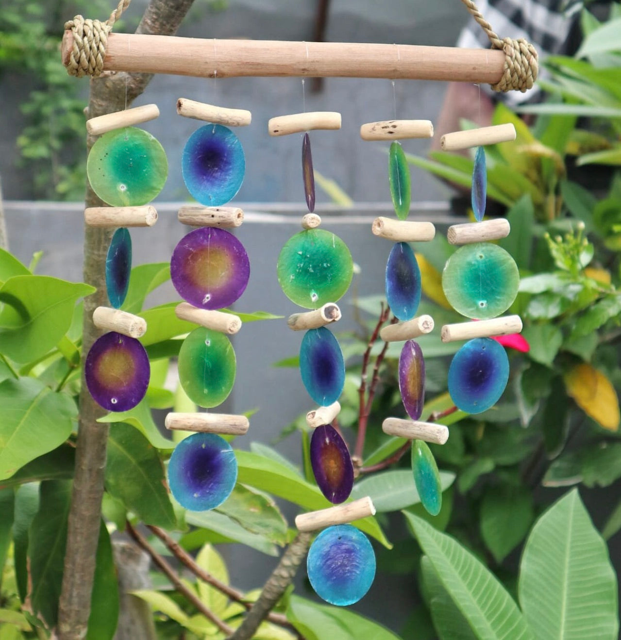 Green & Purple Driftwood Wind Chimes