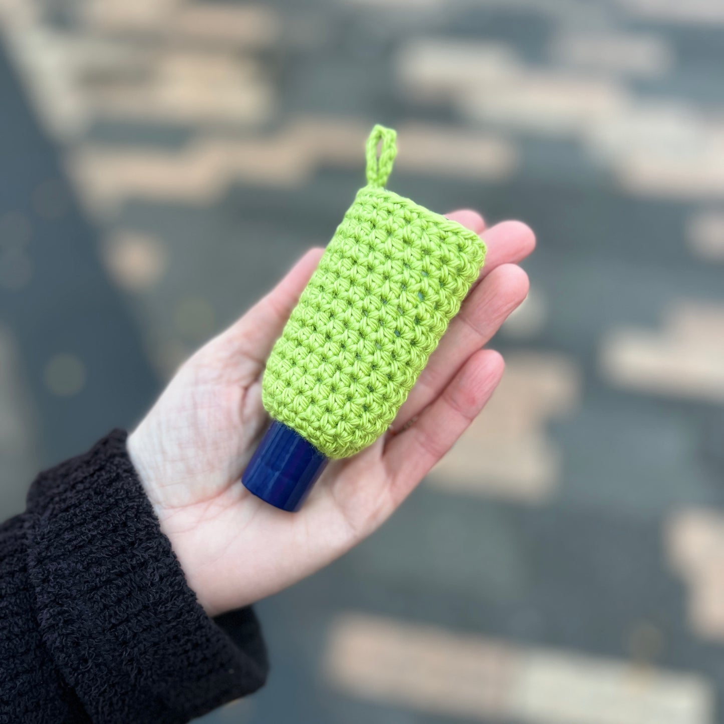 Crochet Hand Sanitiser/Cream Holder Keyrings