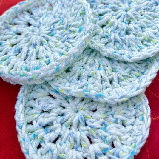 Crochet 'Snowflake Blue' Coasters