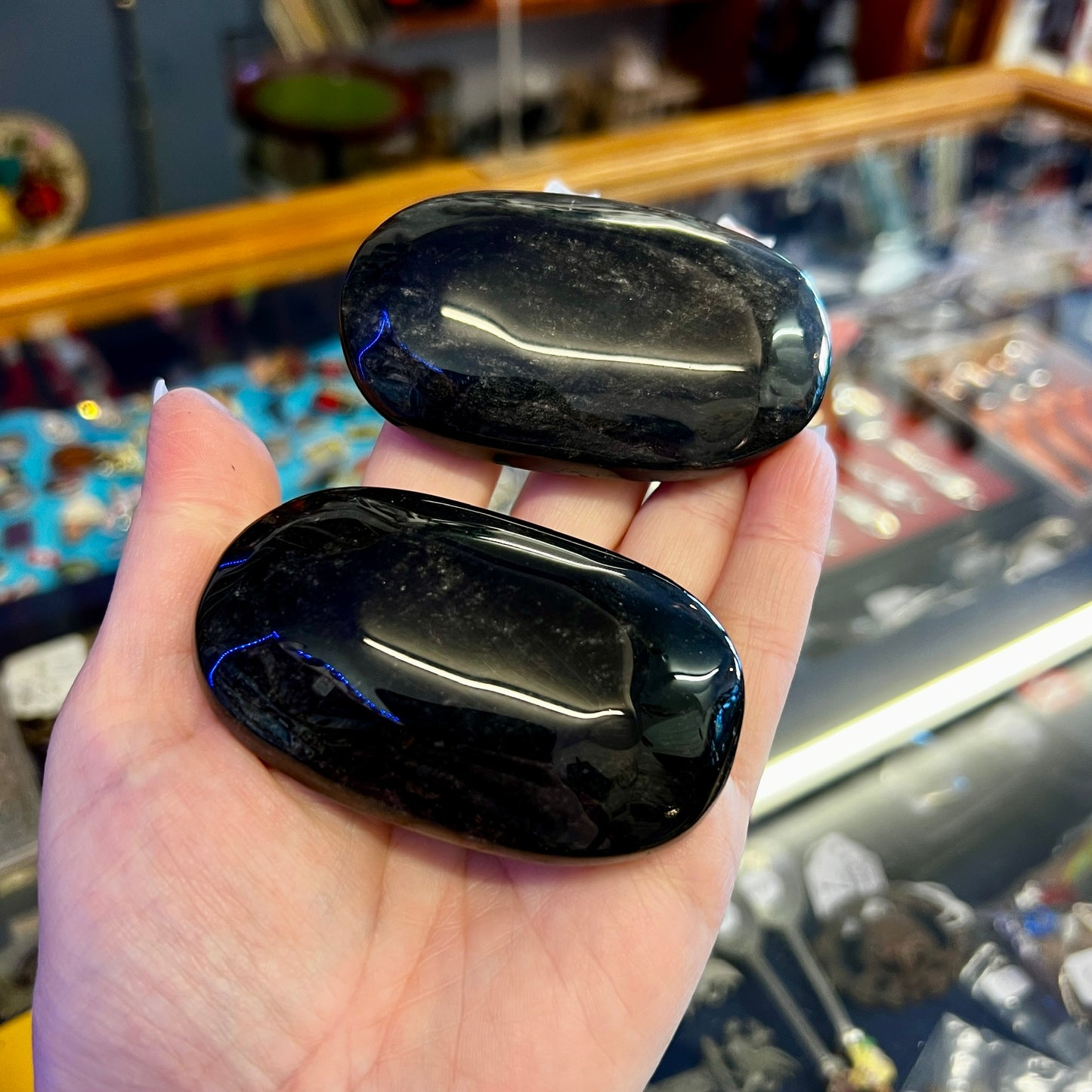 Black Obsidian Palm Stones