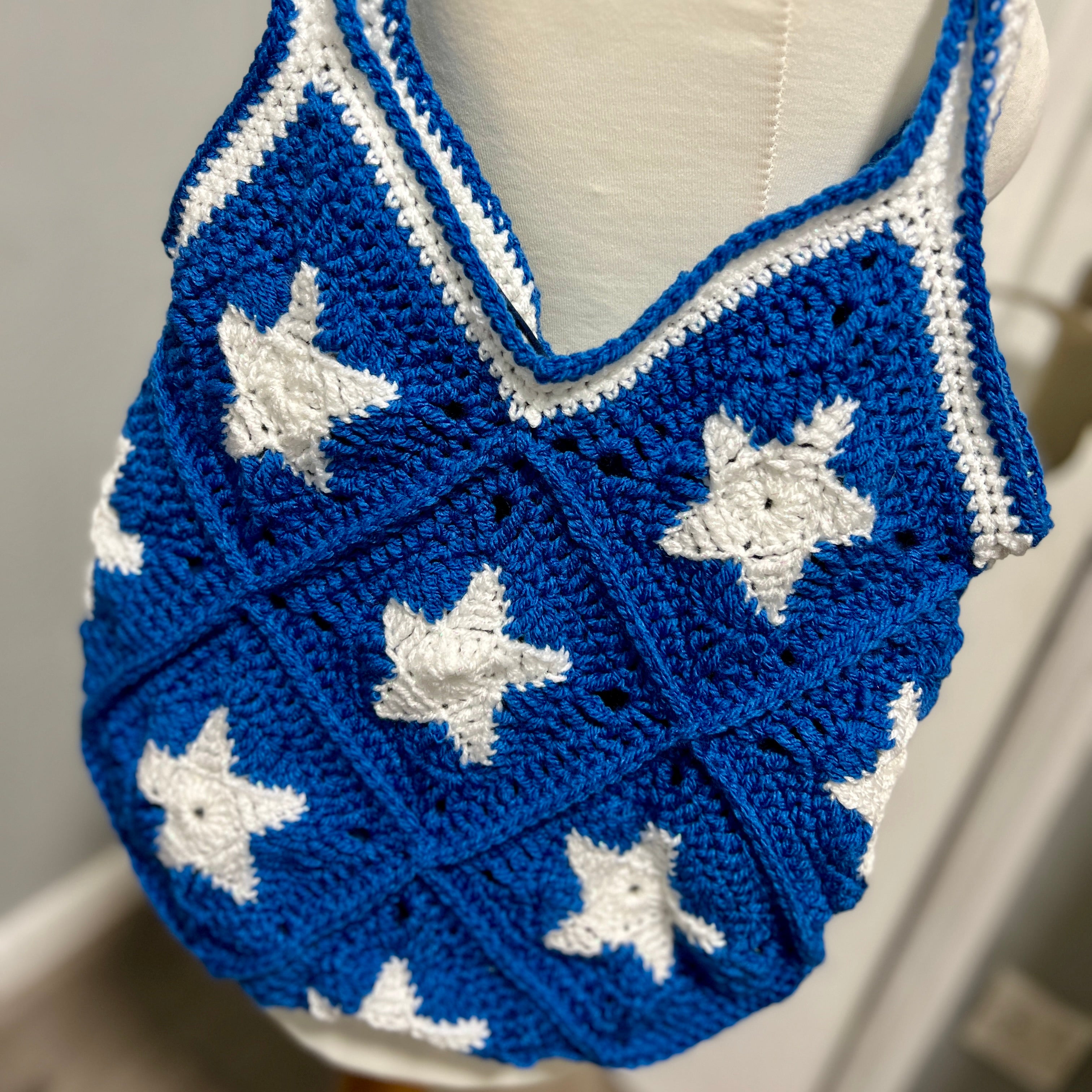 'Coraline' Crochet Granny Square Lined Shoulder Bag Medium