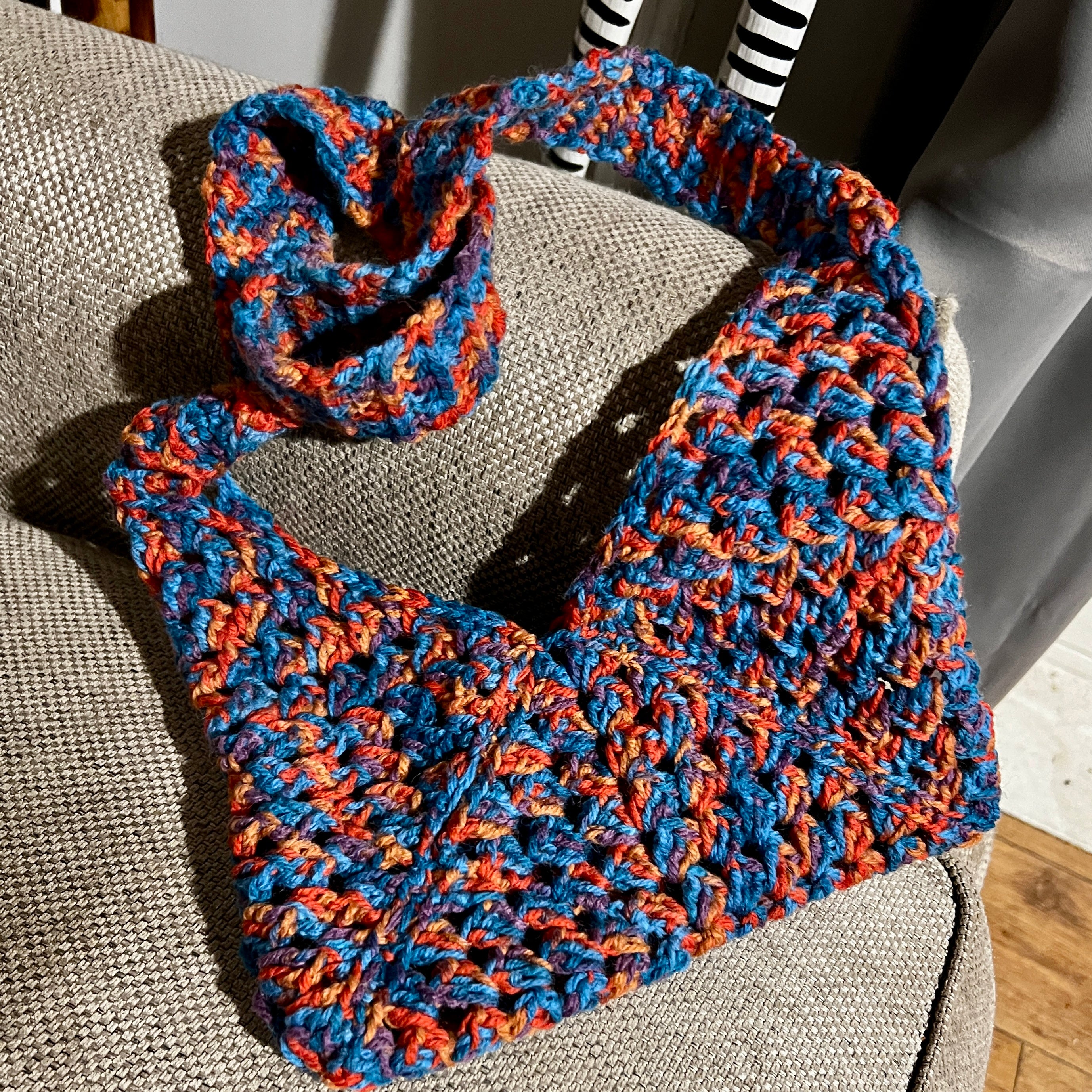 Hand Crochet Hippy Psychedelic Shoulder sold Bag