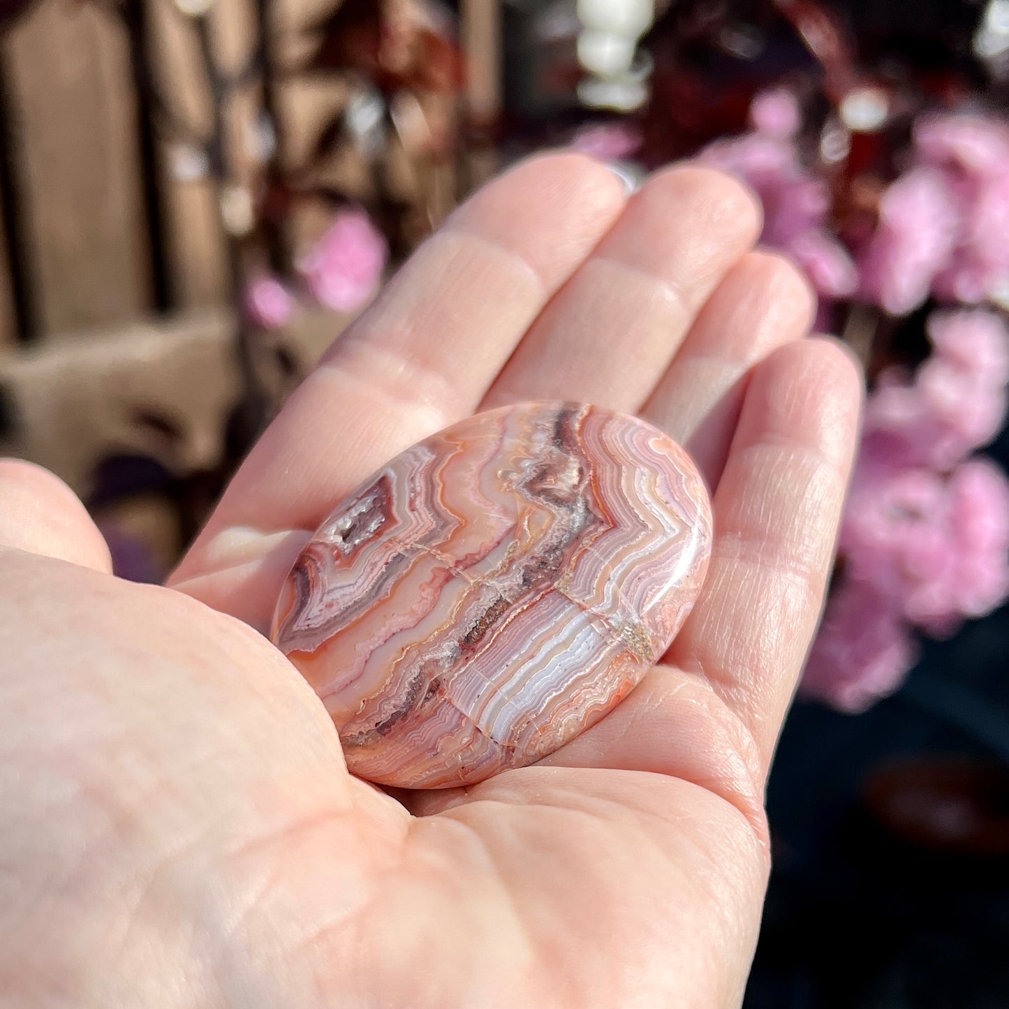 Crazy Lace Agate Palm Stones