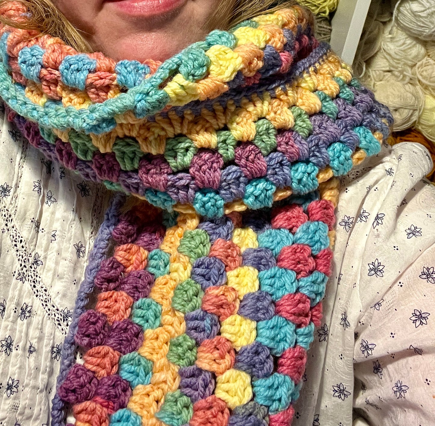 Granny Stripe Crochet Scarf