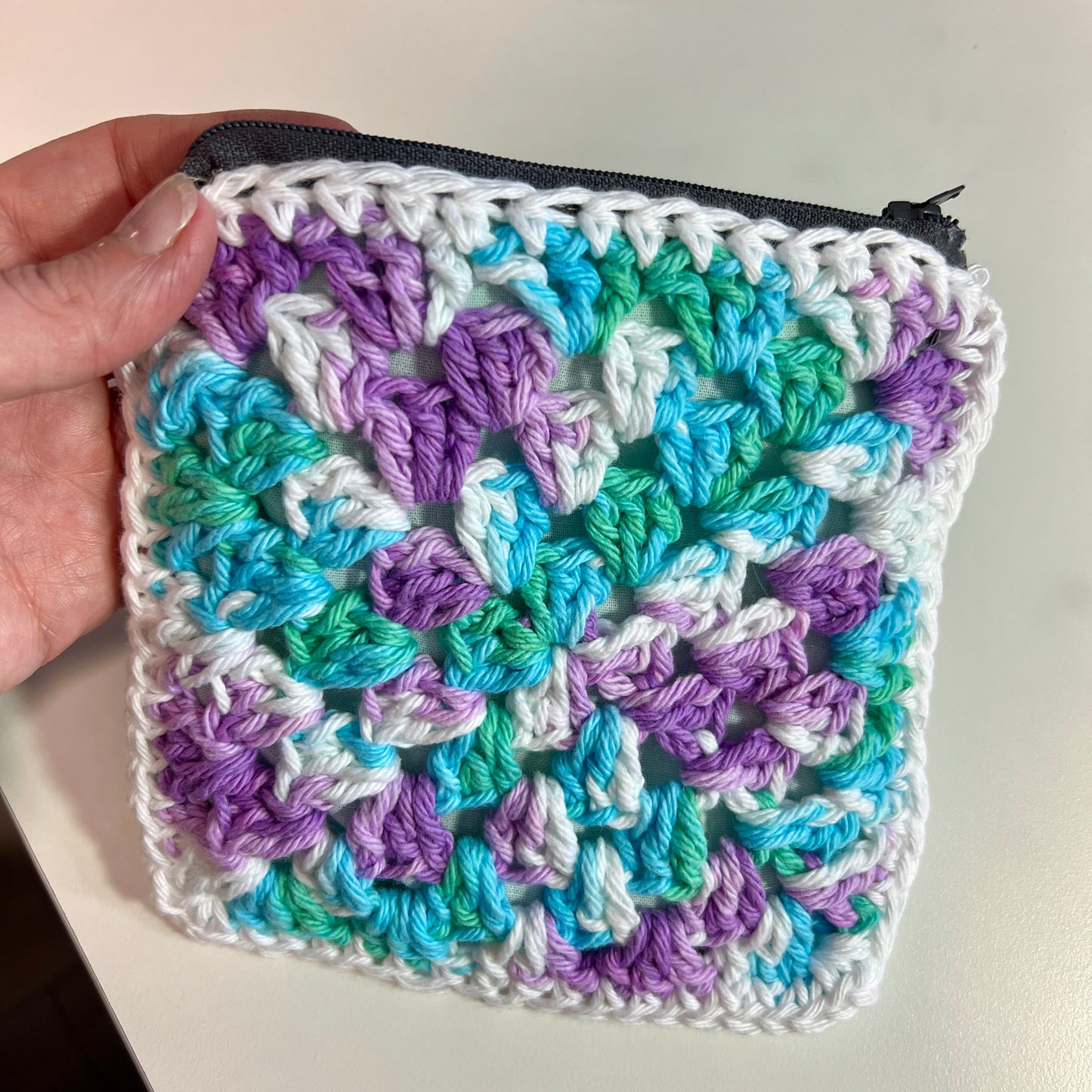 Crochet Makeup/Purse Bag - Lined with Zip