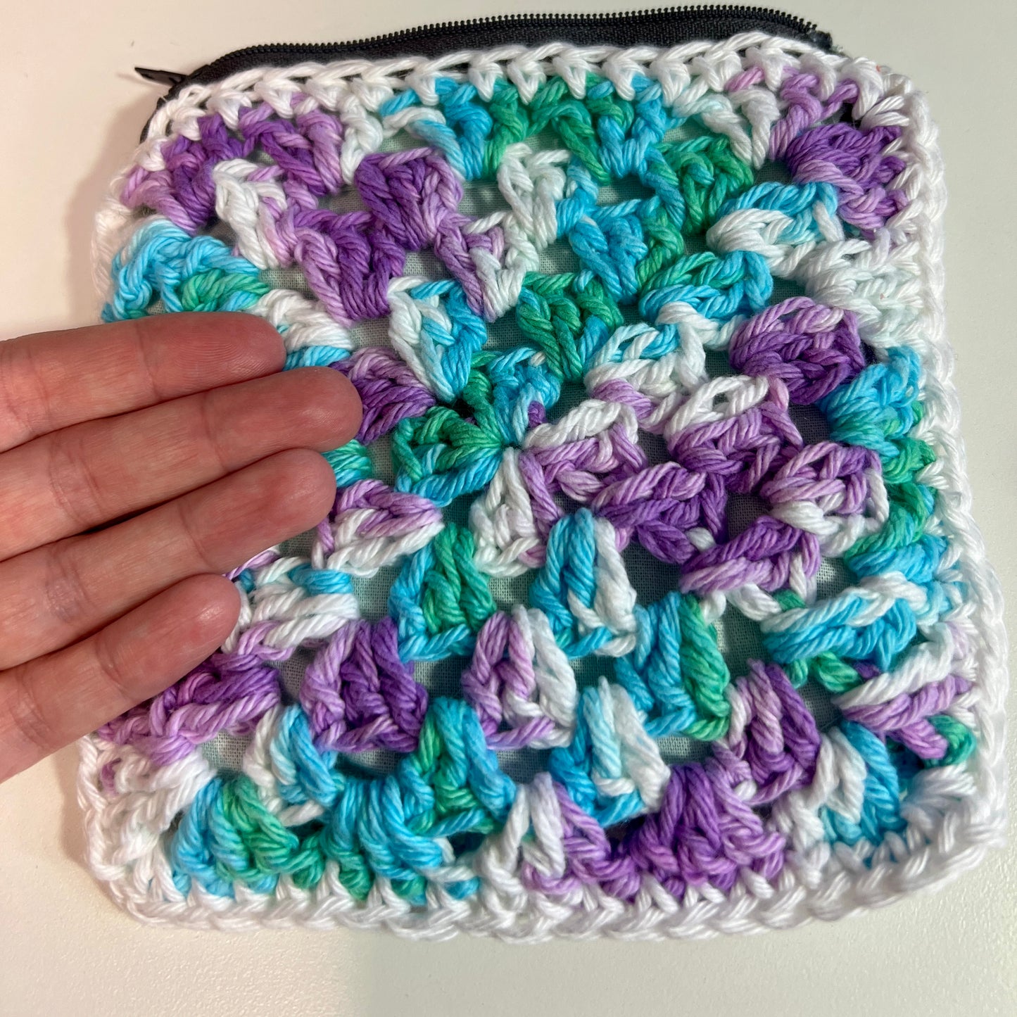 Crochet Makeup/Purse Bag - Lined with Zip