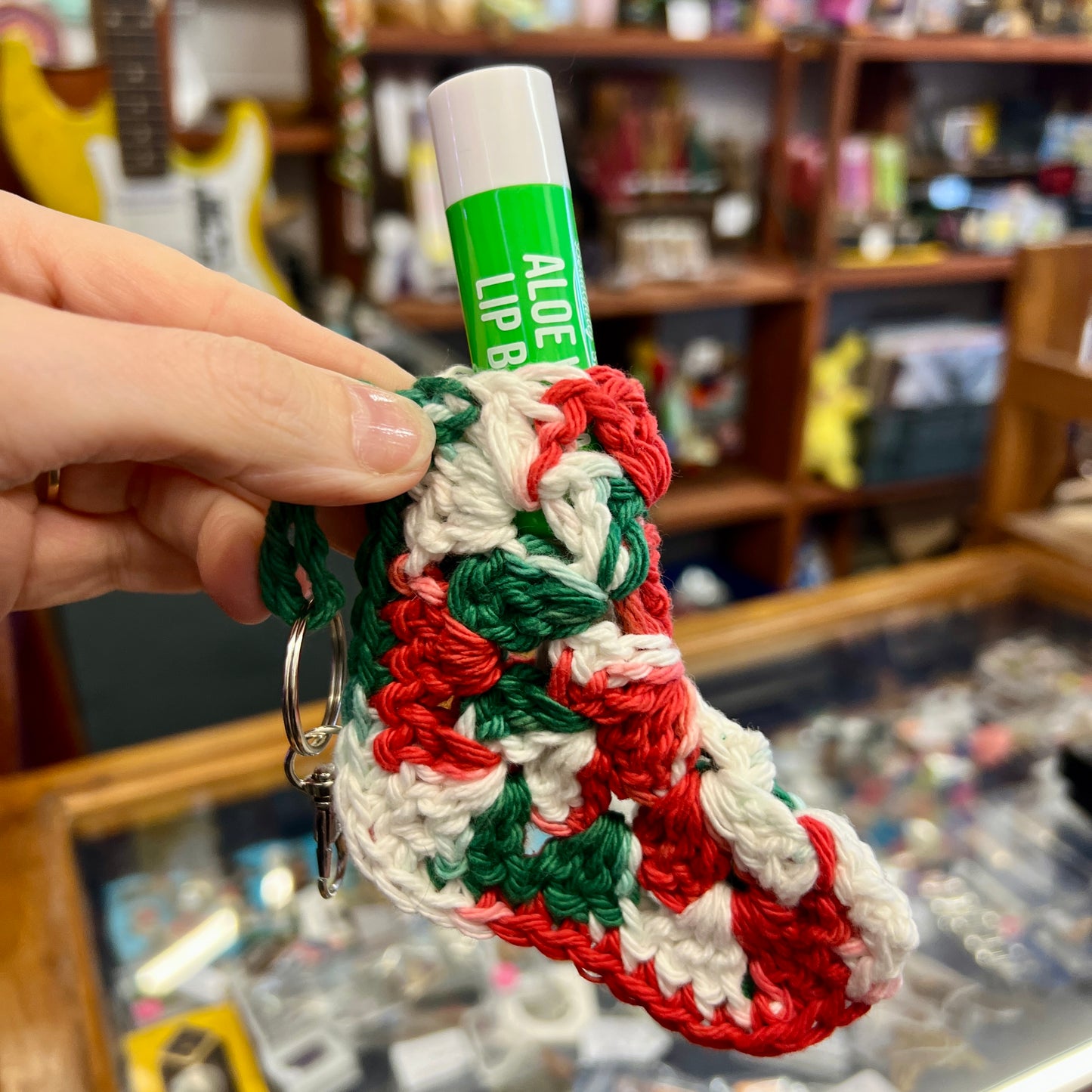 'Christmas Stocking' Lip Balm Holder Key Ring