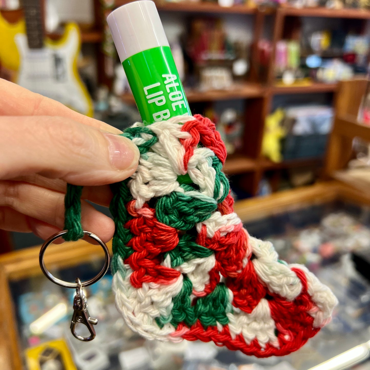 'Christmas Stocking' Lip Balm Holder Key Ring