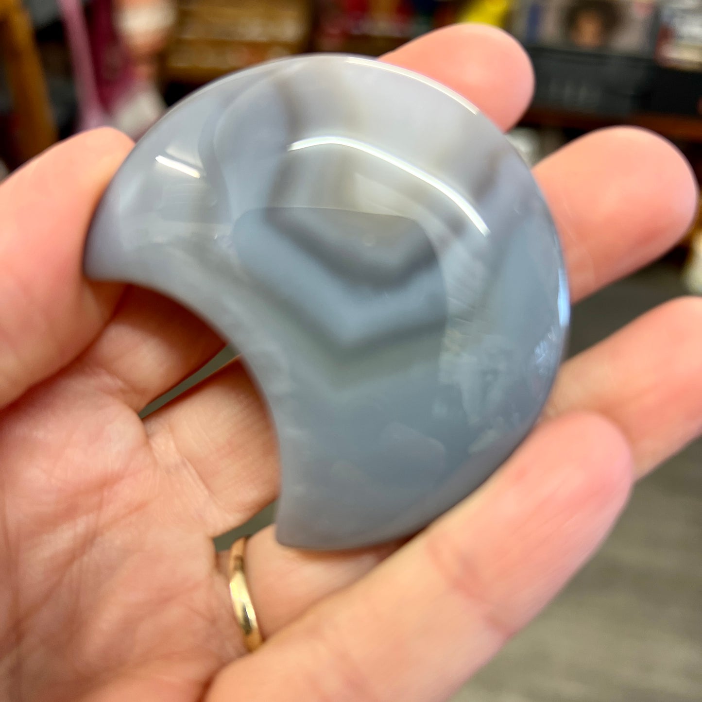 Agate Moon Carvings with Druzy