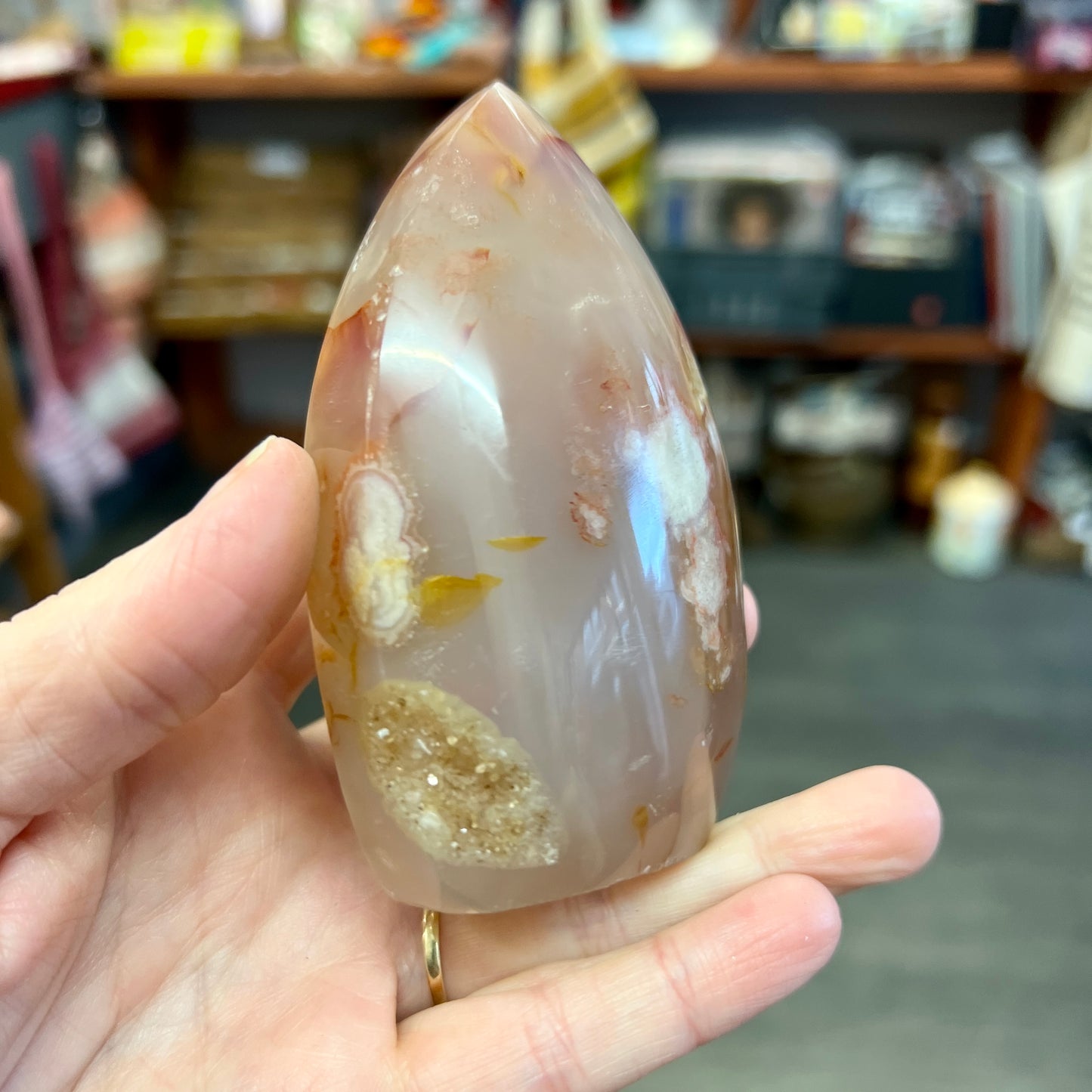 Flower Agate Freeform / Flame with Druzy