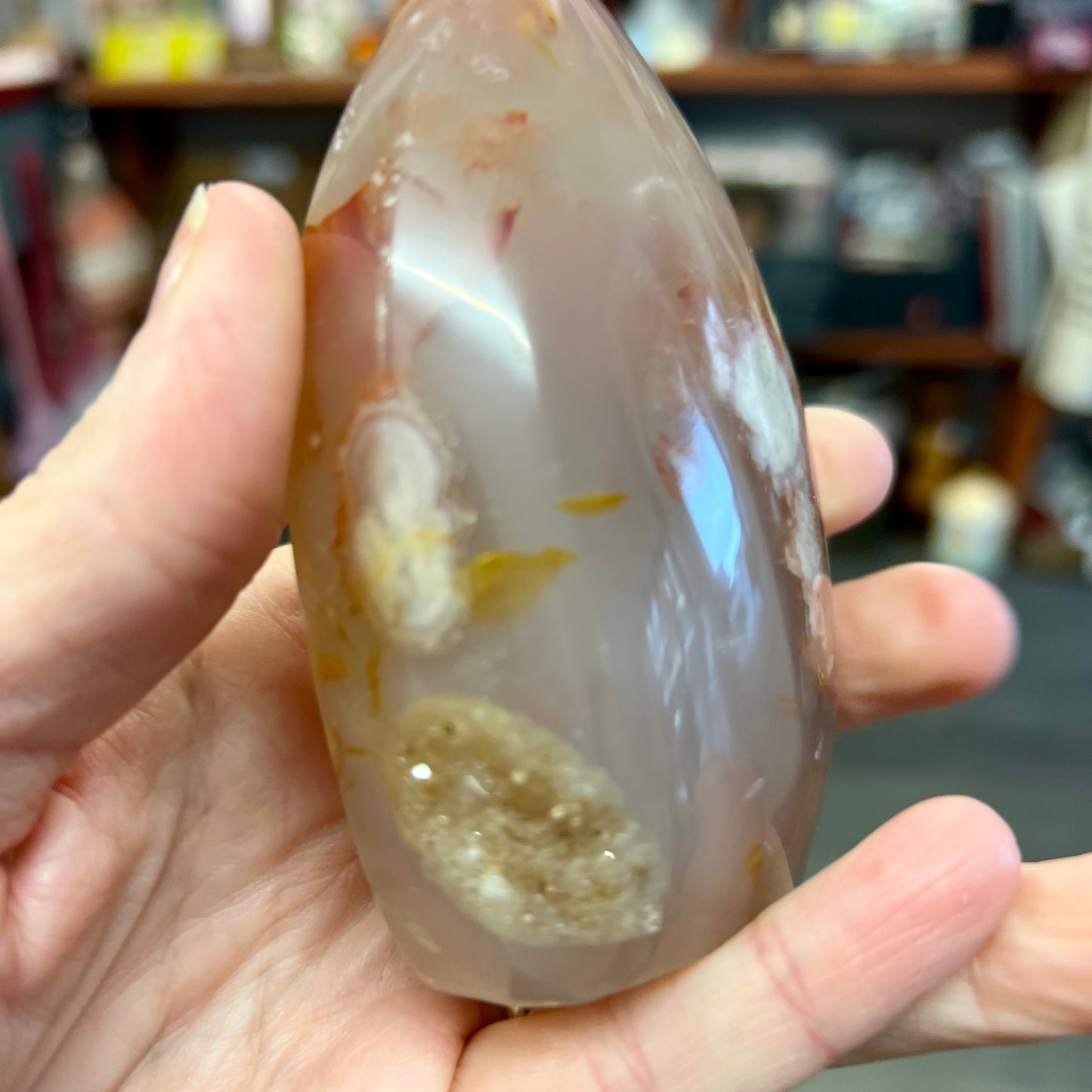 Flower Agate Freeform / Flame with Druzy