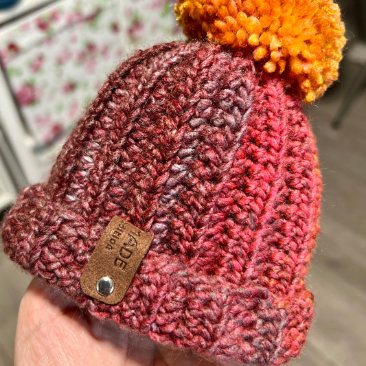 Crochet Beanie Hat with Pom Pom - Newborn