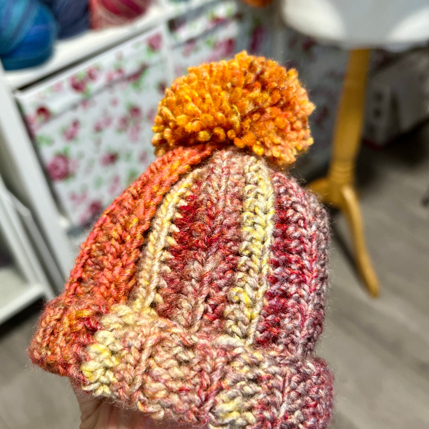 Crochet Beanie Hat with Pom Pom - Newborn