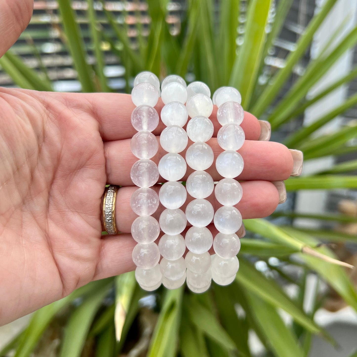 Selenite Large Bead Bracelets