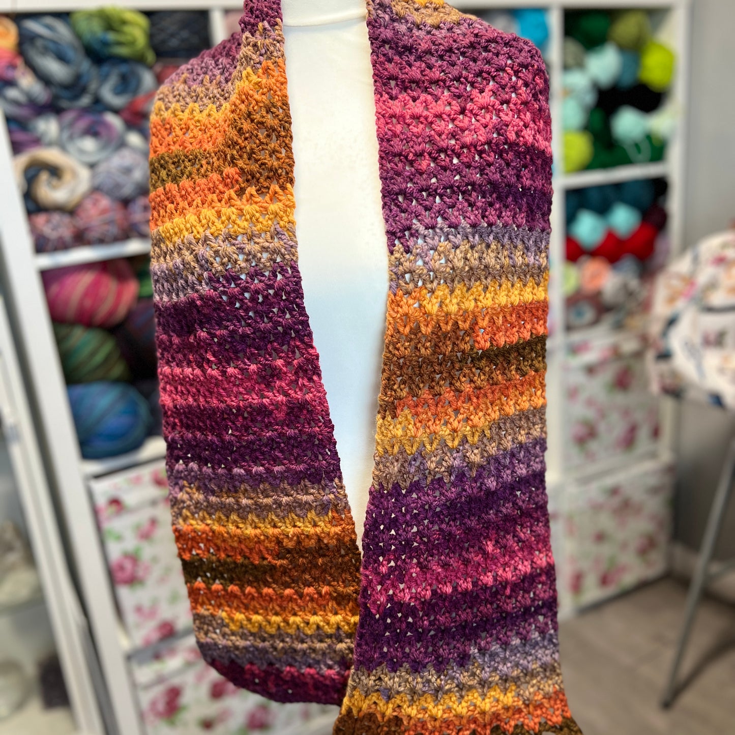 'Casper' V Stitch Crochet Scarf