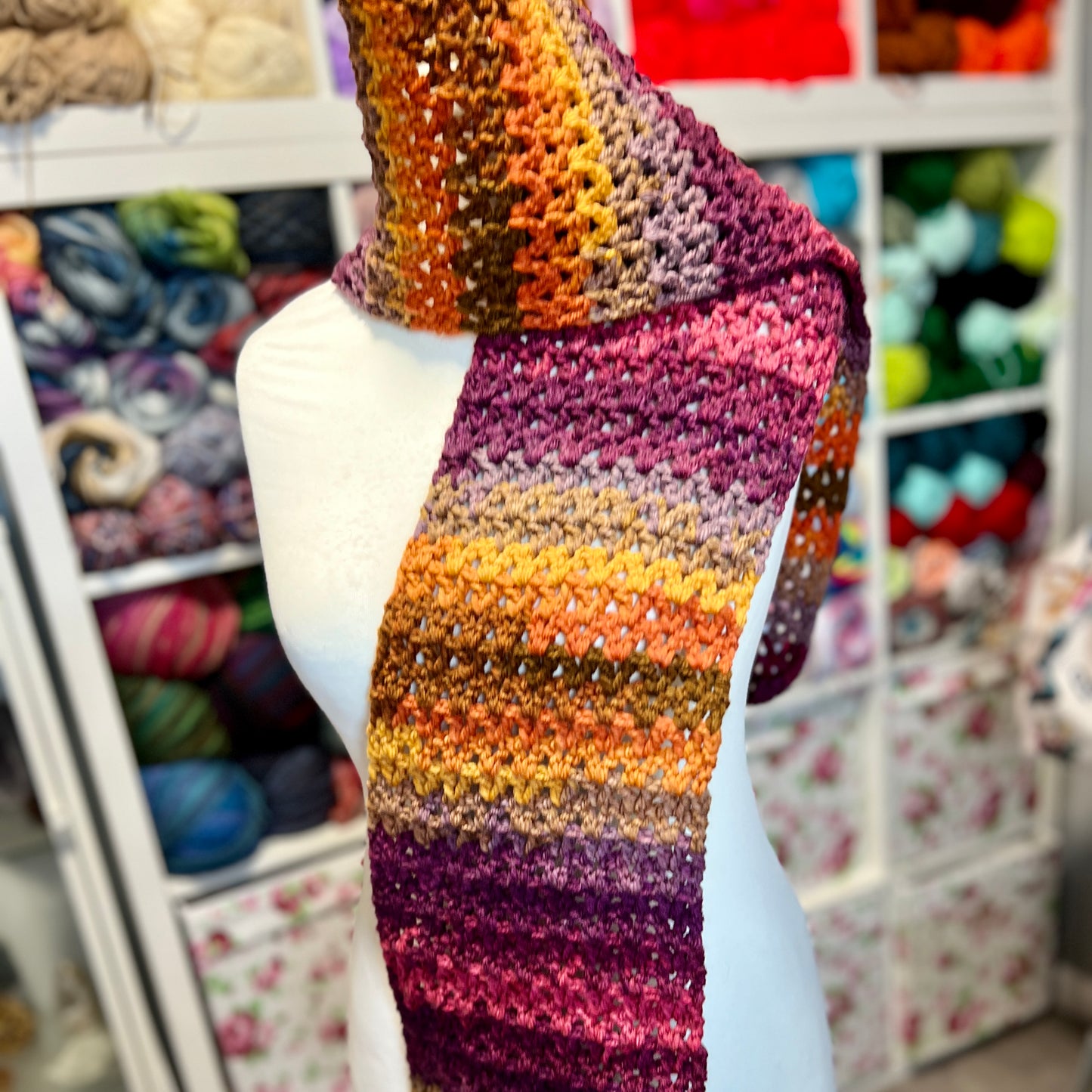 'Casper' V Stitch Crochet Scarf