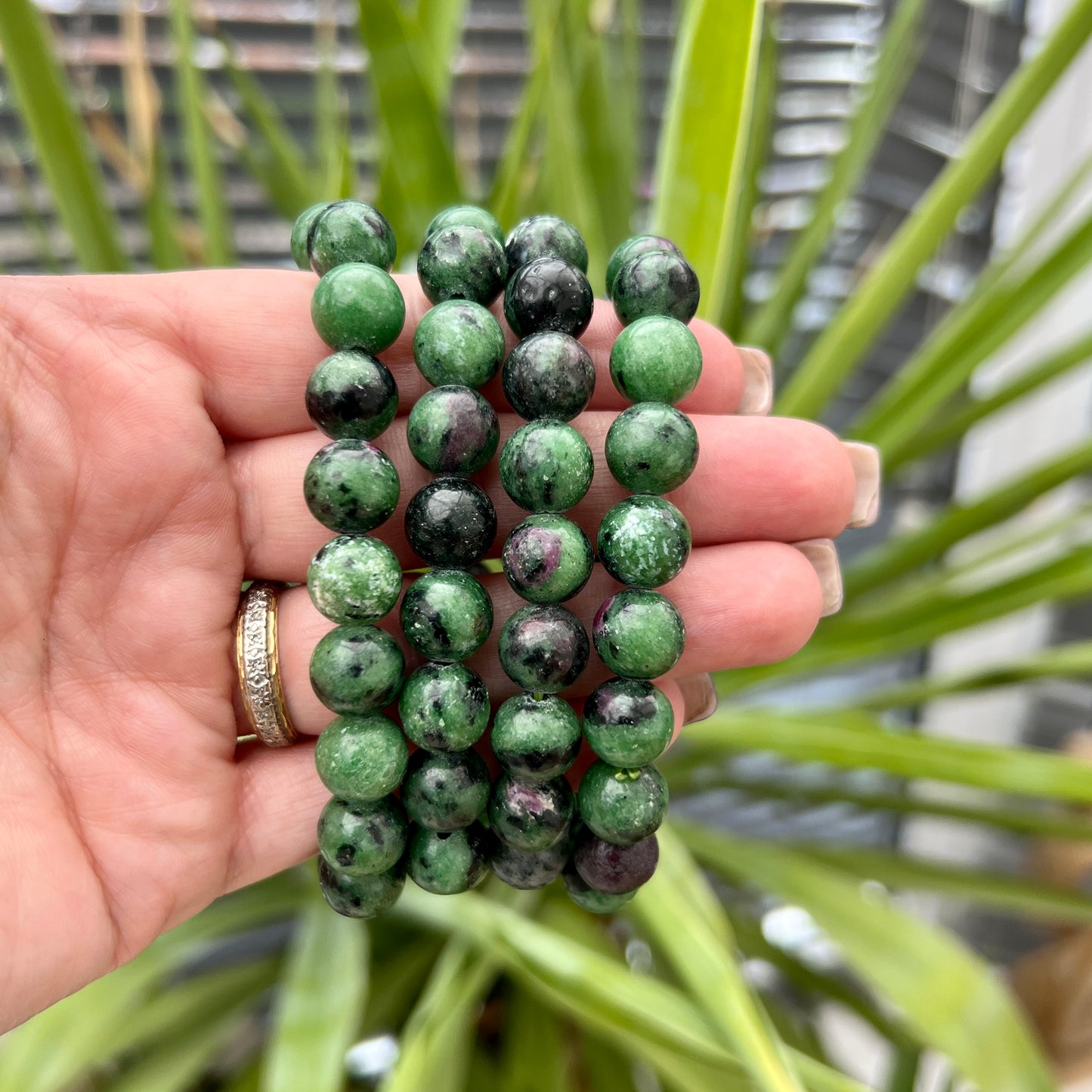 Ruby Zoisite Large Bead Bracelet