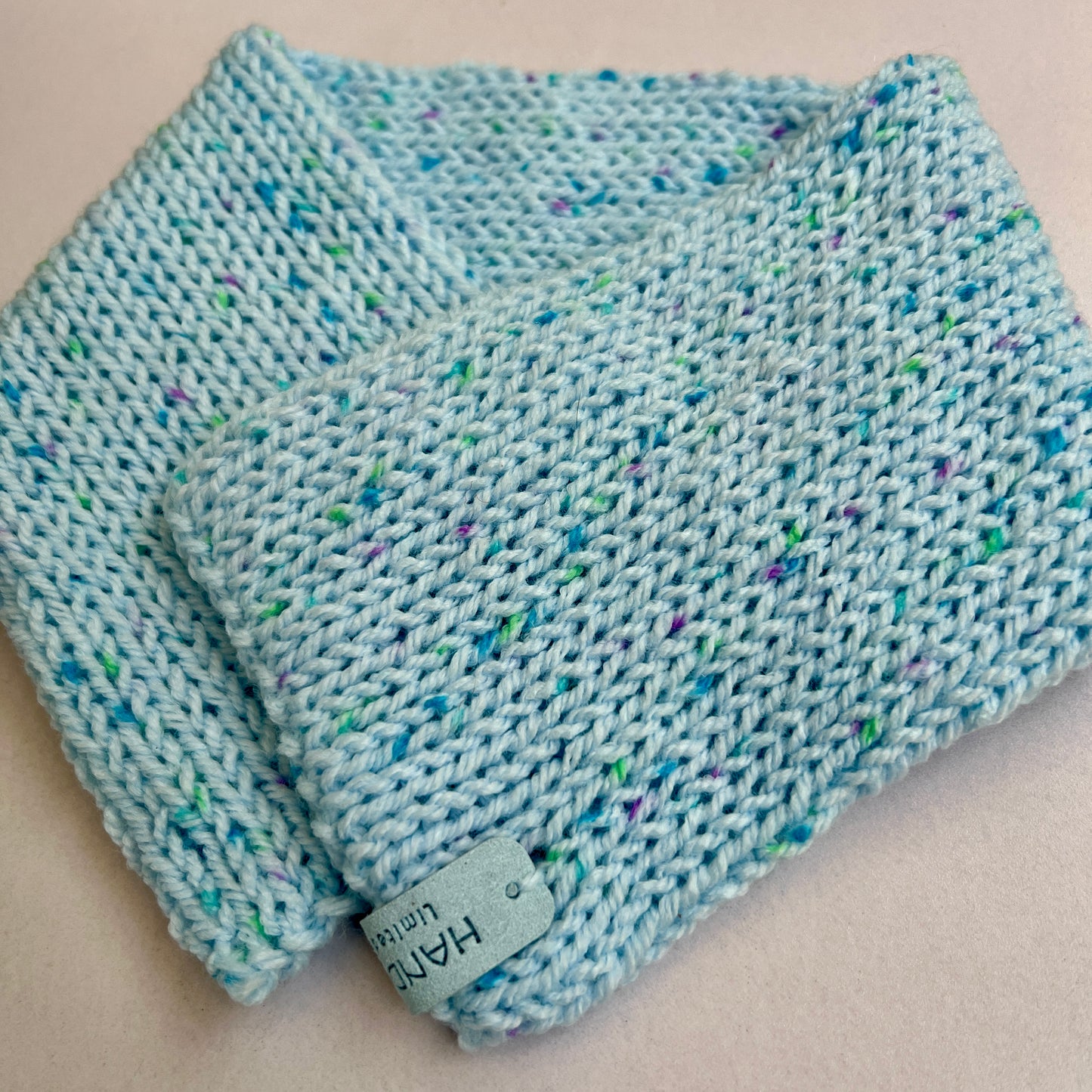 Baby Blue Speckled Hat & Scarf Gift Set (comes in a gift box)