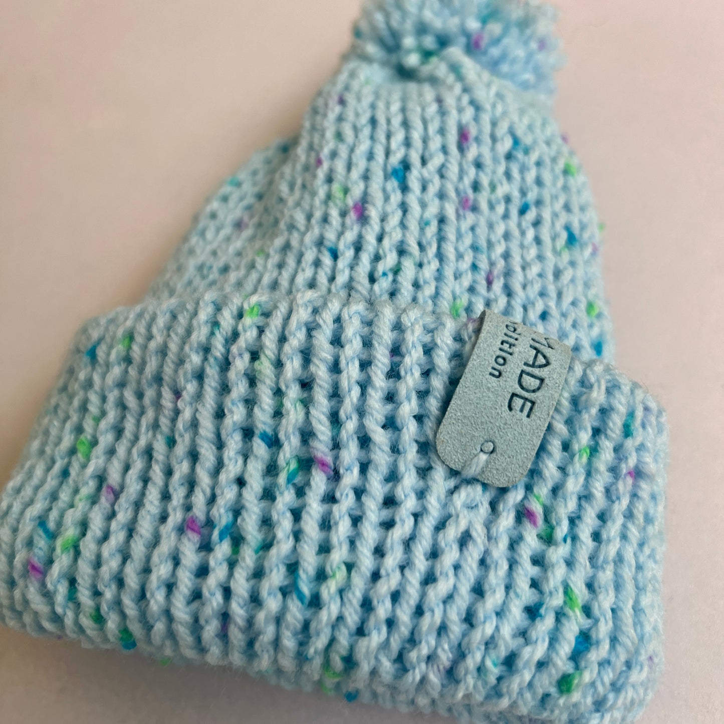 Baby Blue Speckled Hat & Scarf Gift Set (comes in a gift box)