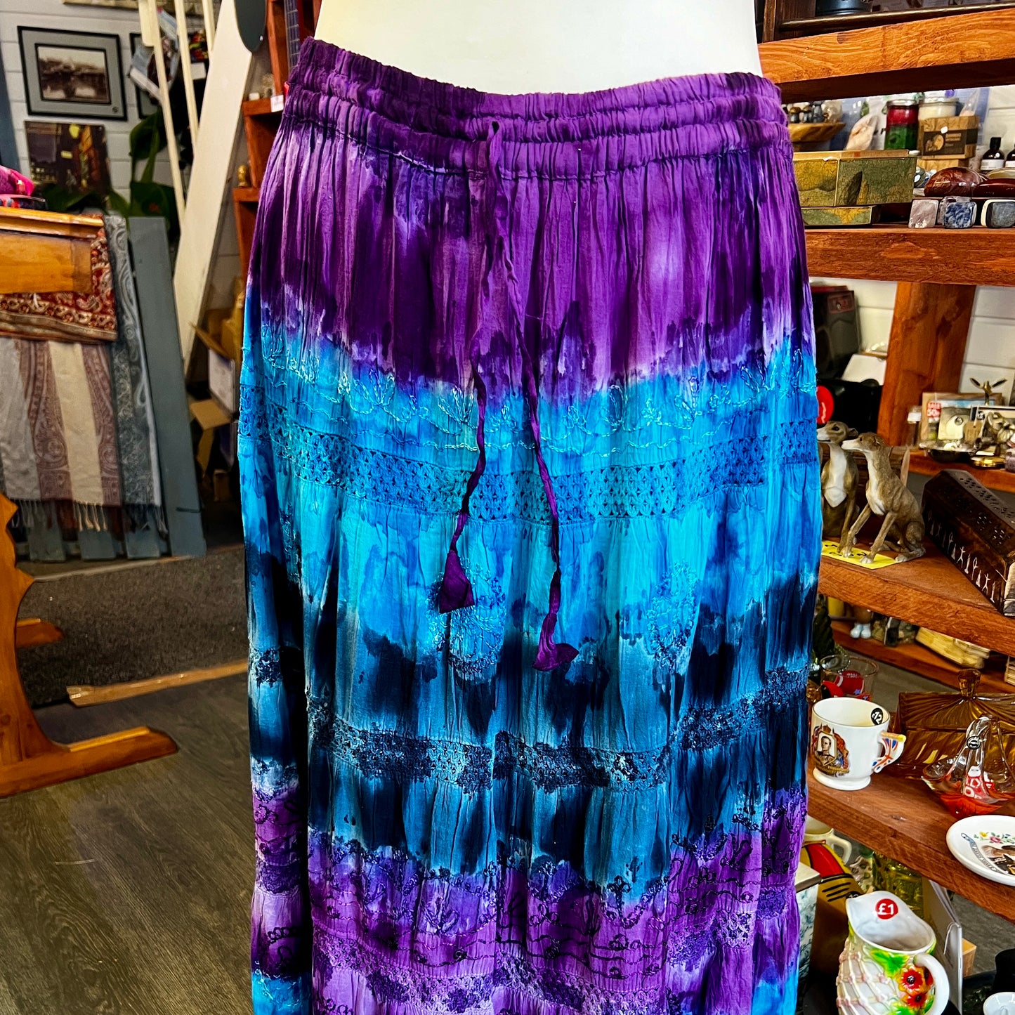 Boho Hippy Elasticated Waist Long Skirt