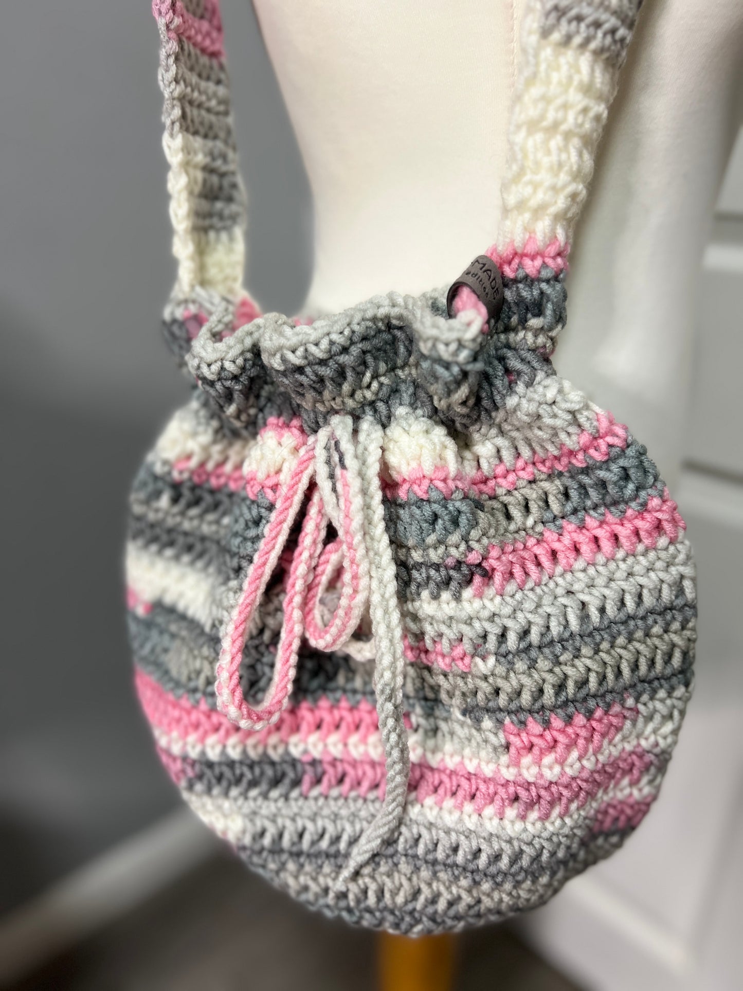 'Dotty' Dorothy Bag Pink/Grey/White - Medium