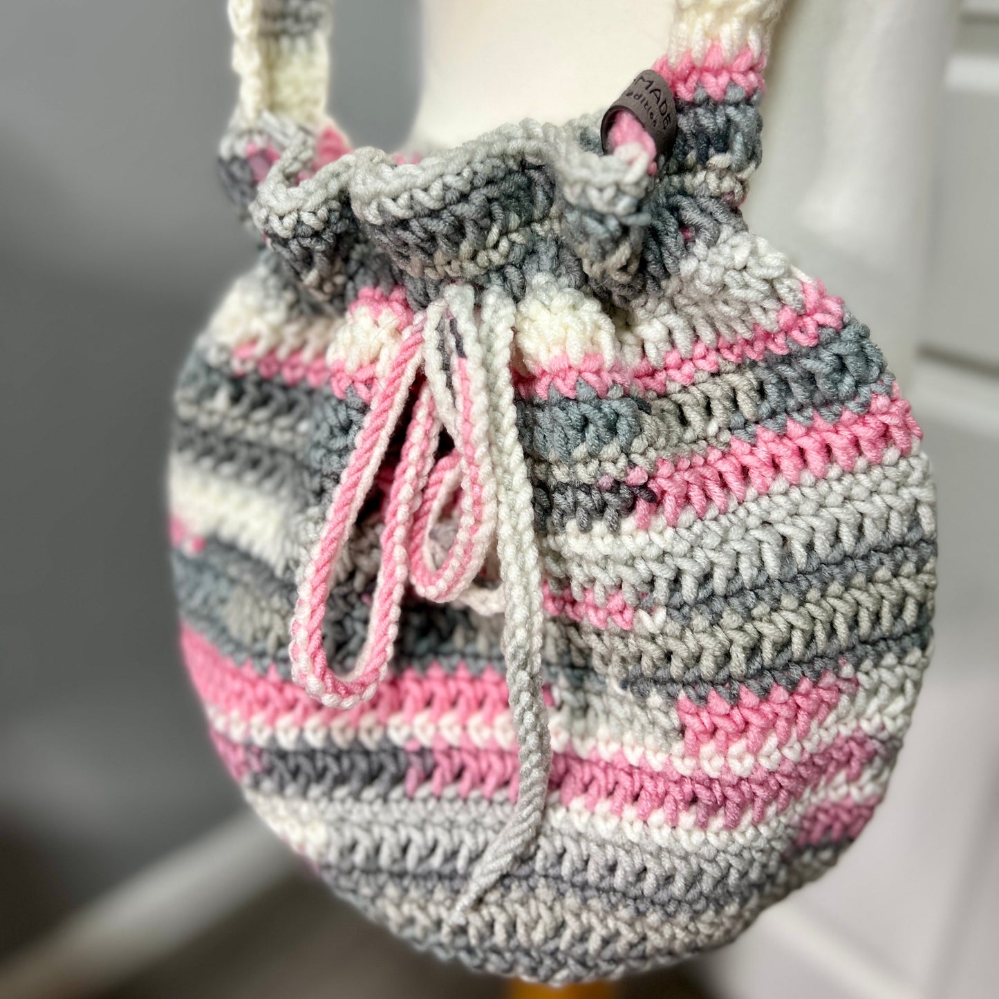 'Dotty' Dorothy Bag Pink/Grey/White - Medium