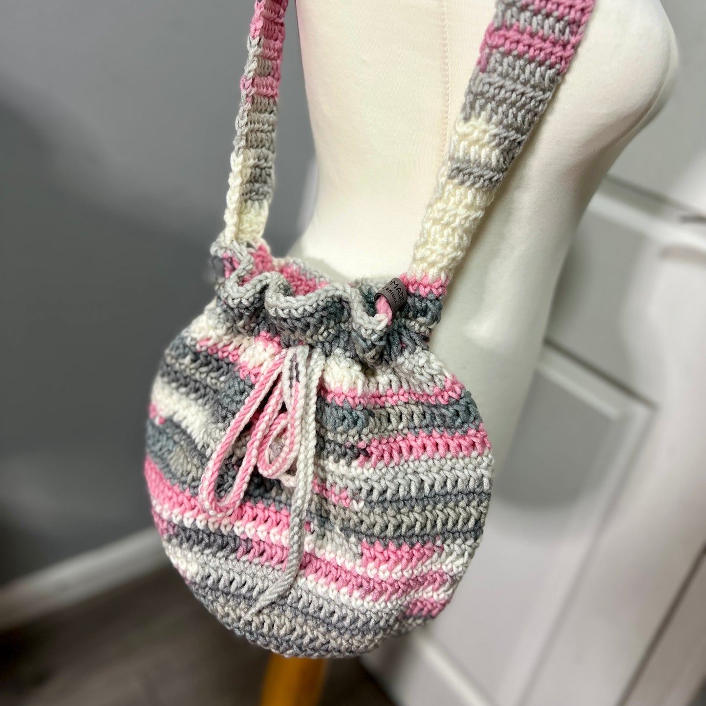 'Dotty' Dorothy Bag Pink/Grey/White - Medium
