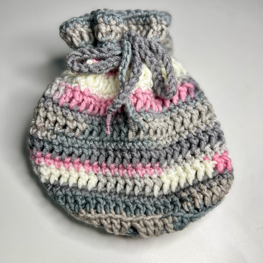 'Dotty' Dorothy Bag Pink/Grey/White SMALL