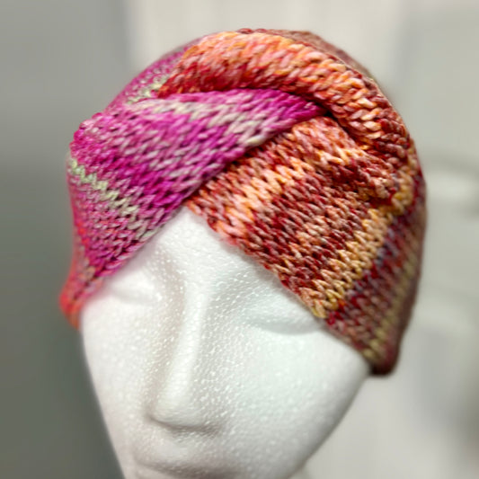 'Jewelspun' Pink/Red Ear Warmer / Headband