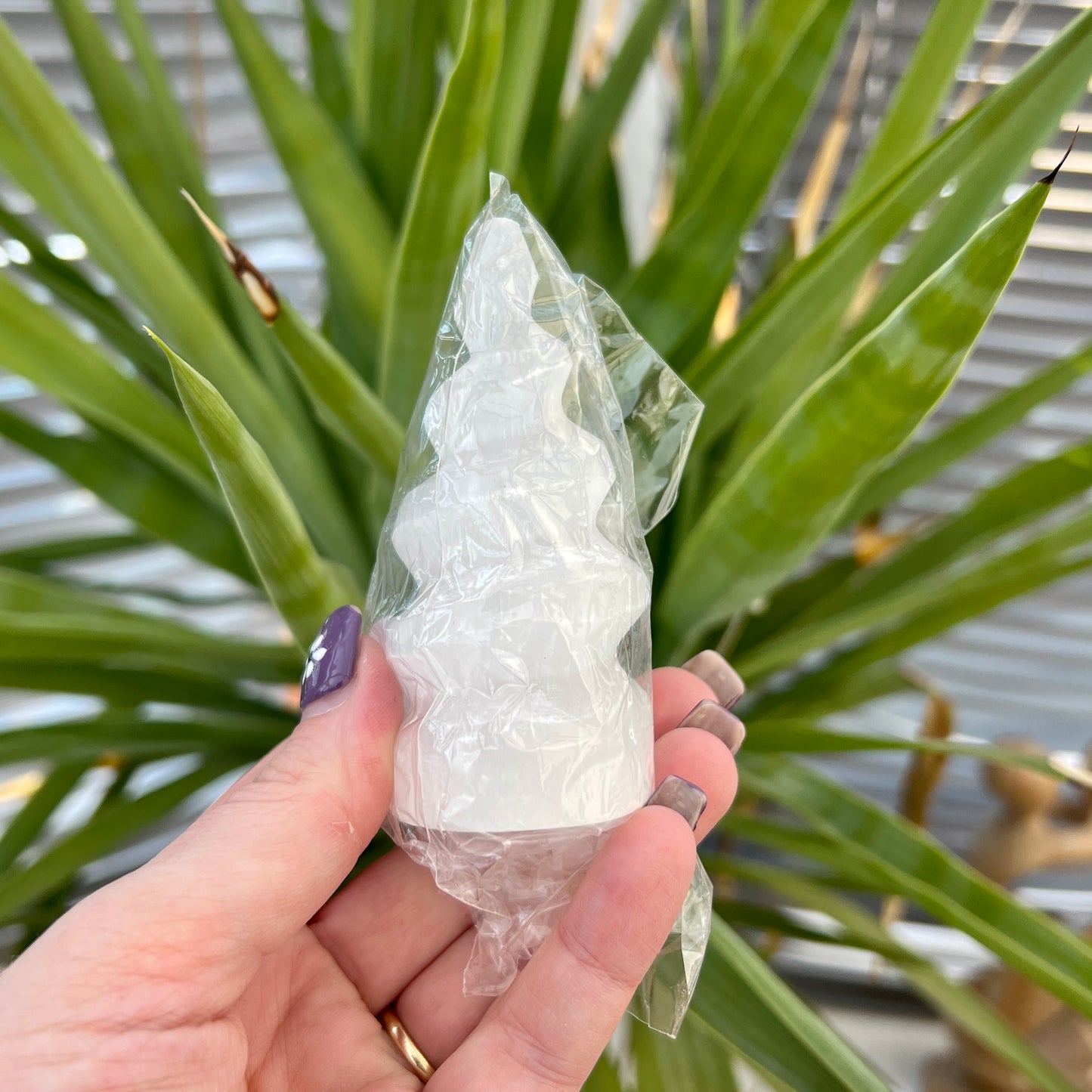 Selenite Spiral Unicorn Horn Tower