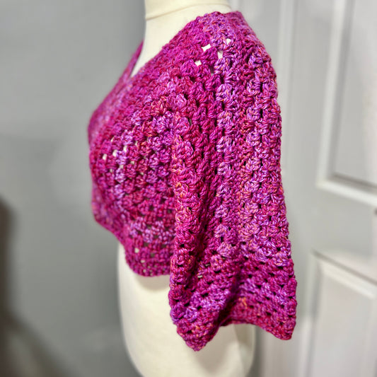 Pink Cropped 3/4 length sleeve Jumper 14-16 UK