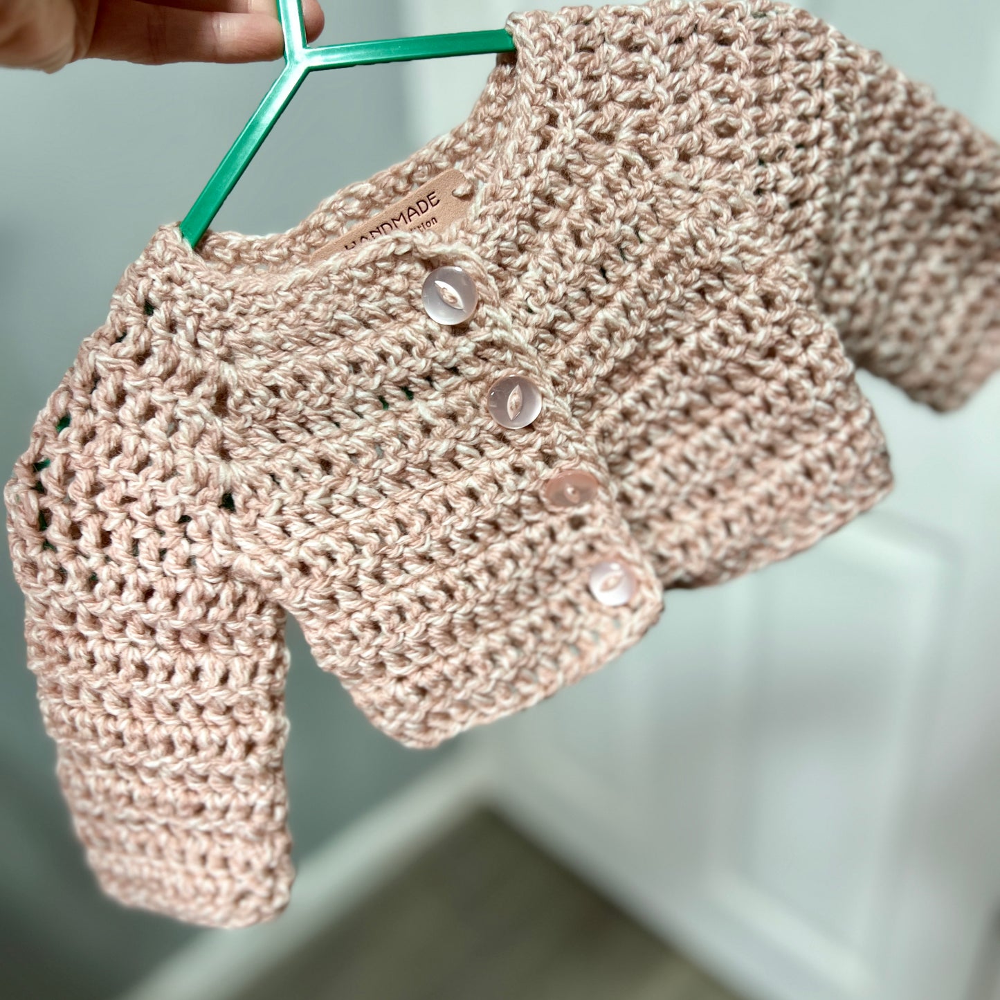 Pink Newborn Crochet Handmade Cardigan