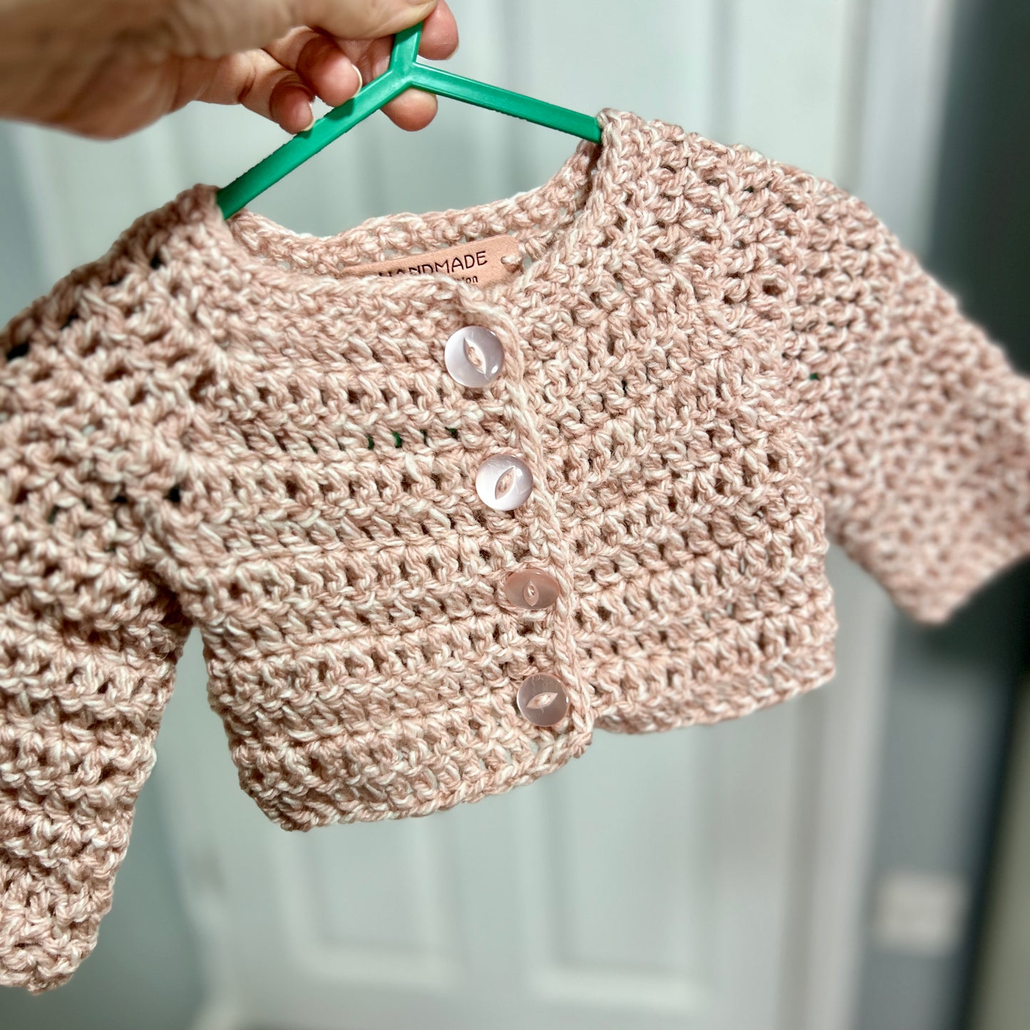 Pink Newborn Crochet Handmade Cardigan