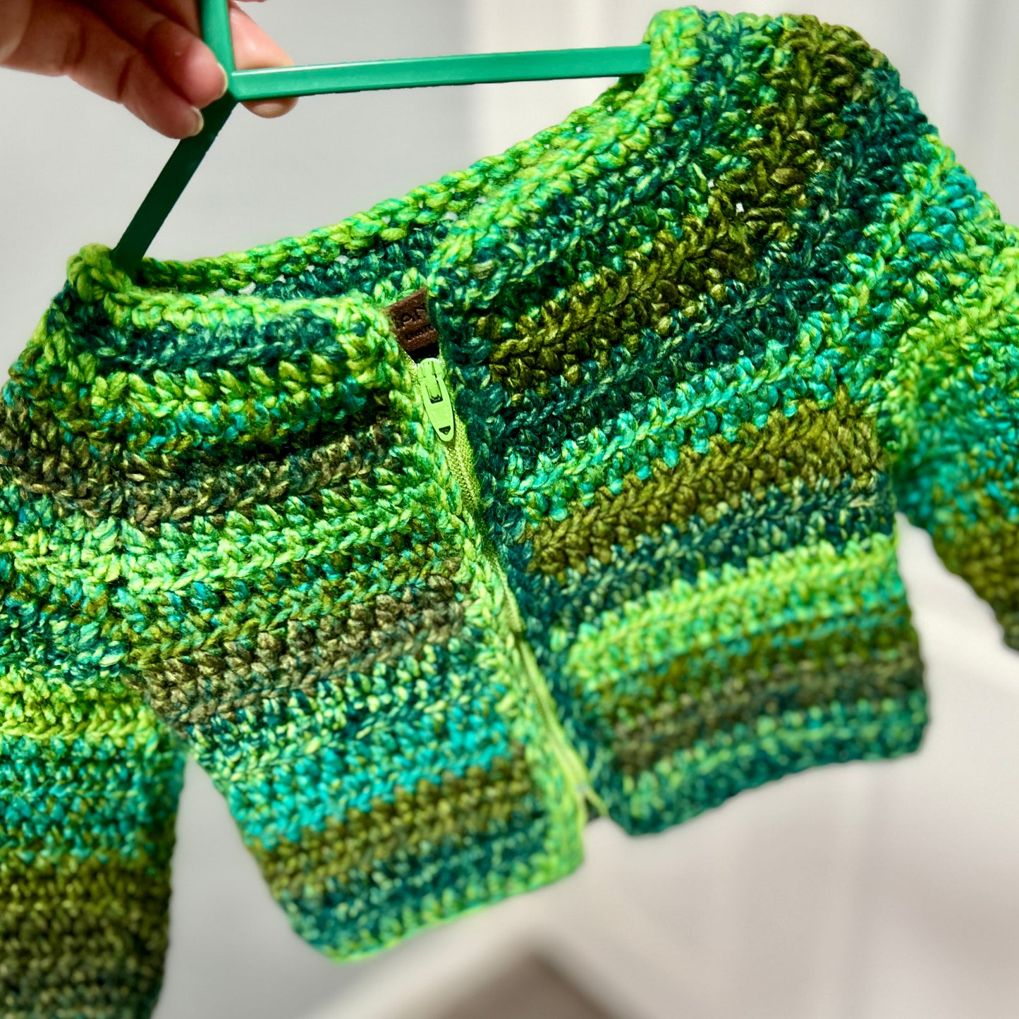 Green Crochet Handmade Jacket 3-6 Months