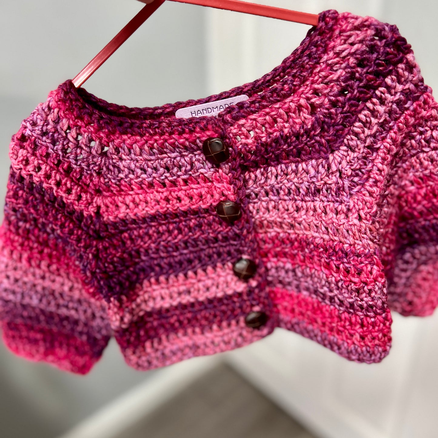 Red Crochet Handmade Jacket 6-12 Months