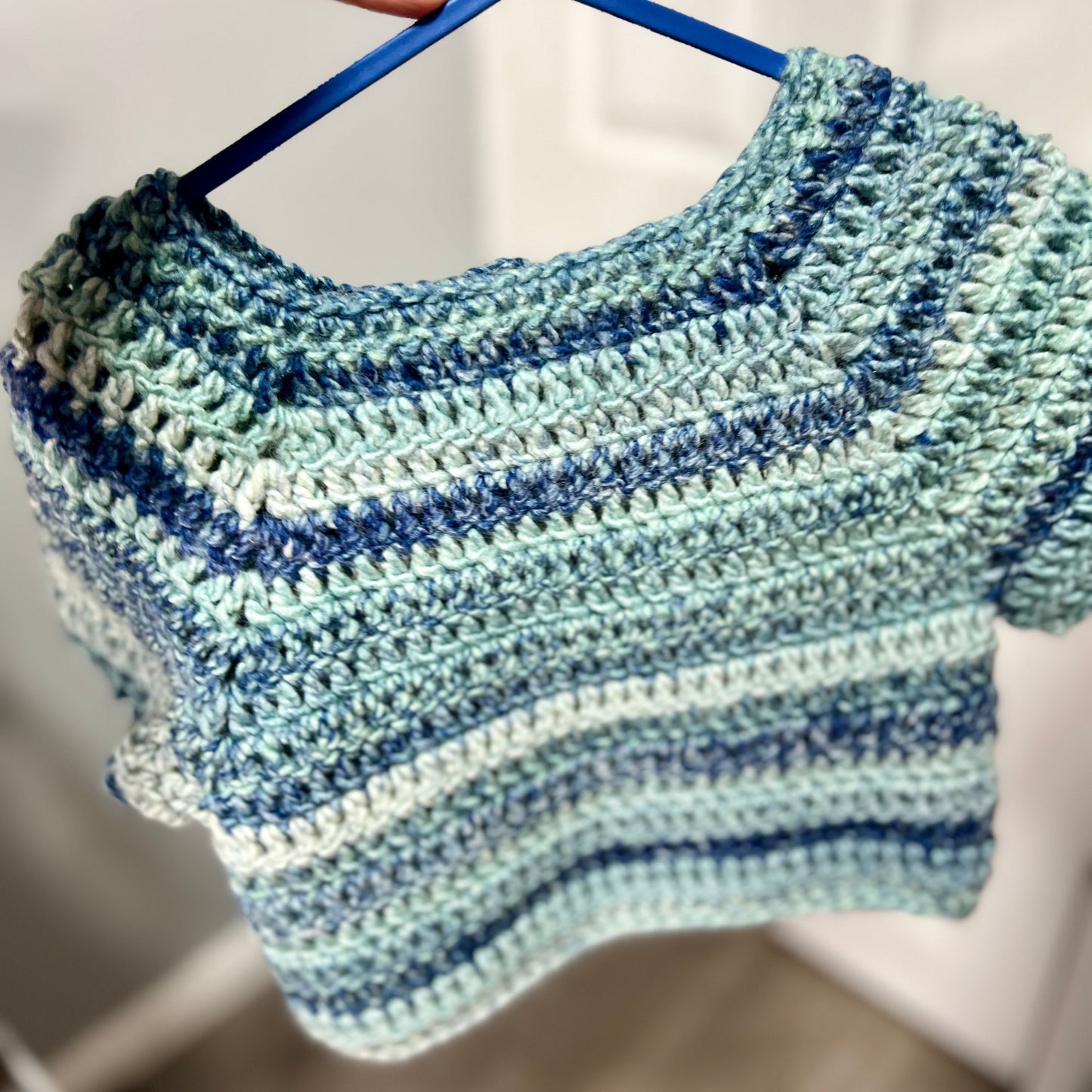 Blue Crochet Handmade Cardigan 1-2 Years Short Sleeves