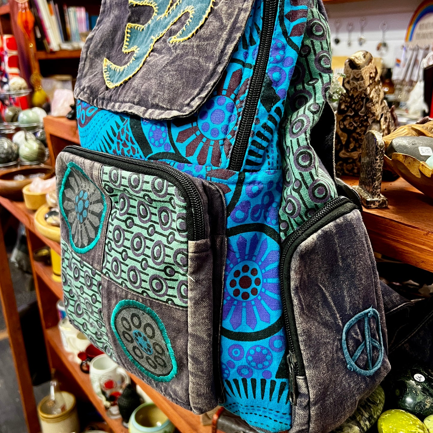 Boho Blue Large Backpack