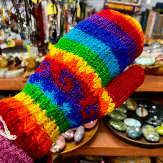 Knitted Lined Rainbow Mittens