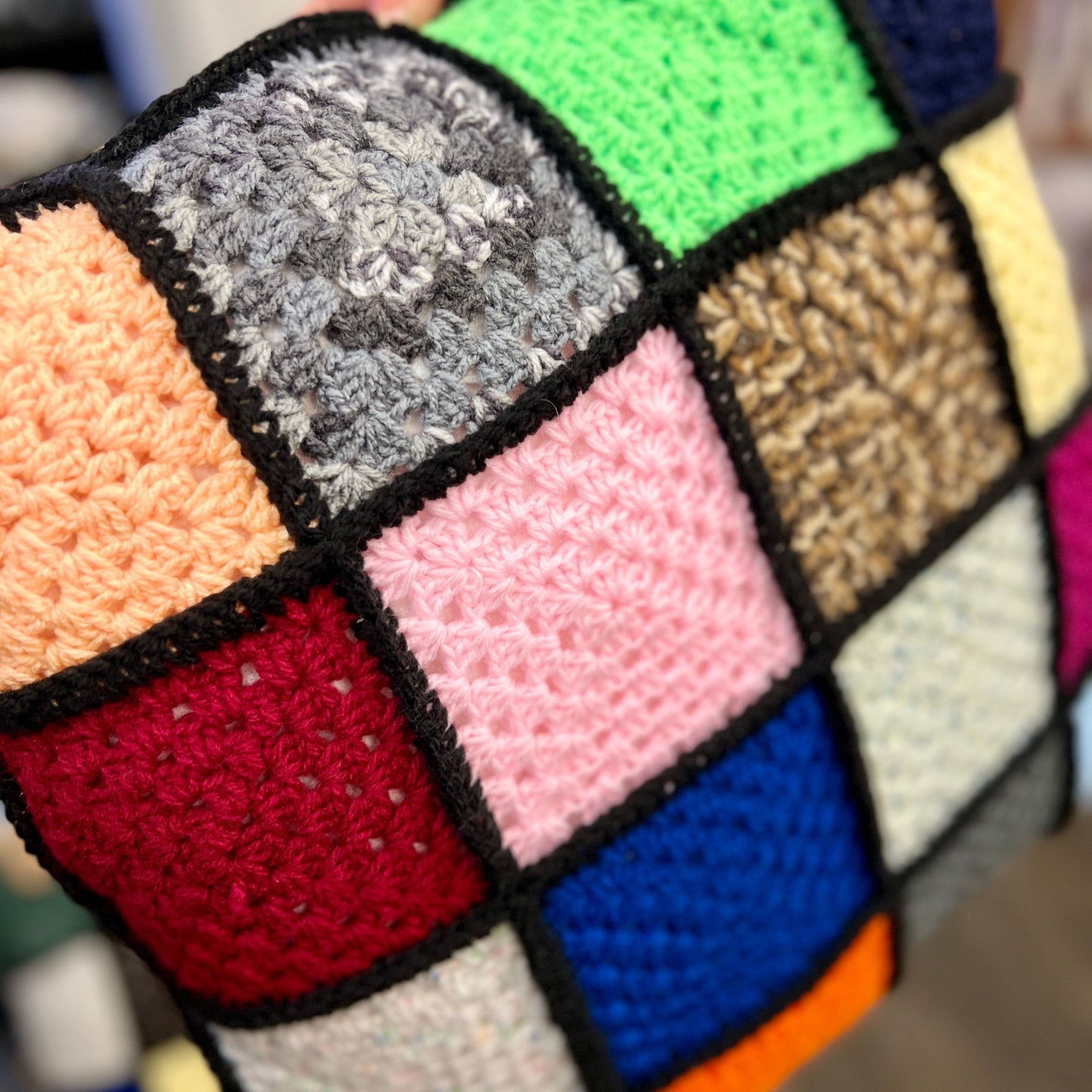 Granny Square Crochet Cushion & Cover